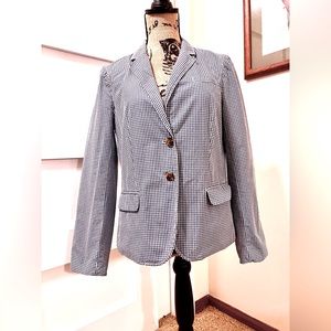 J Crew blue & white Gingham 100% cotton blazer jacket 10